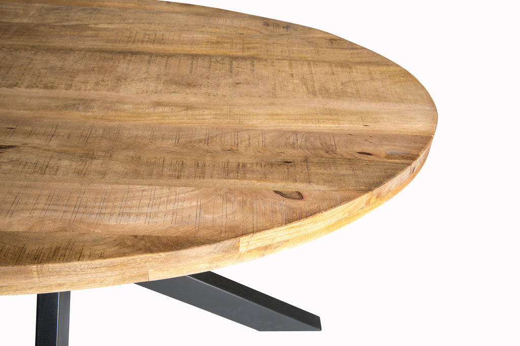 Brix Sturdy Oval Eettafel Mangohout Staal 160cm