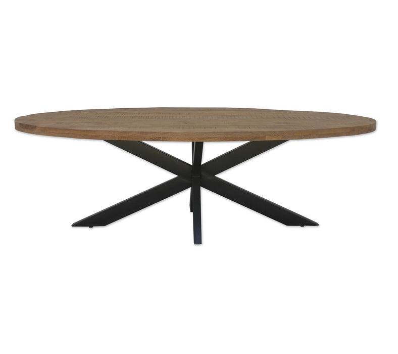 Livingfurn Brix Sturdy Oval Eettafel Mangohout Staal 180 cm