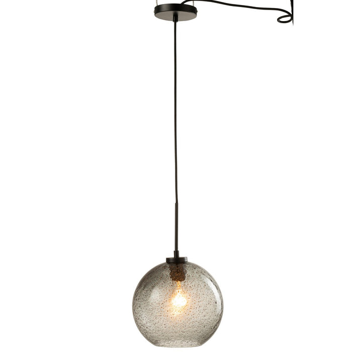 J-Line Spikkel Bol hanglamp - glas - grijs - L