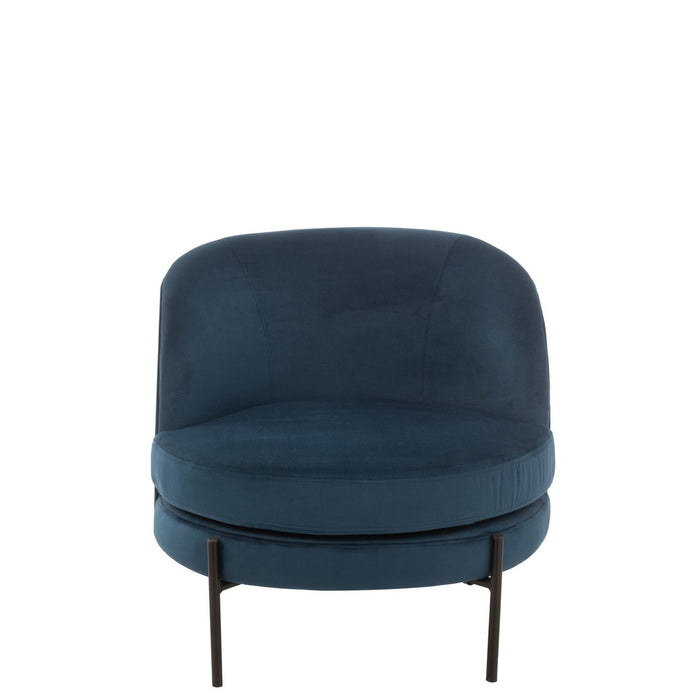 J-Line Loungestoel Rond Textiel Metaal Blauw