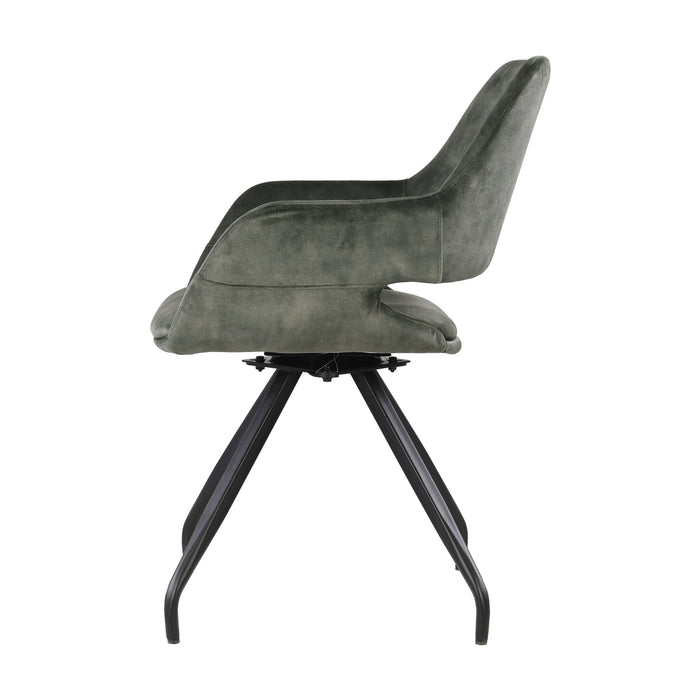 Livingfurn Capp Olive Velvet Eetkamerstoel