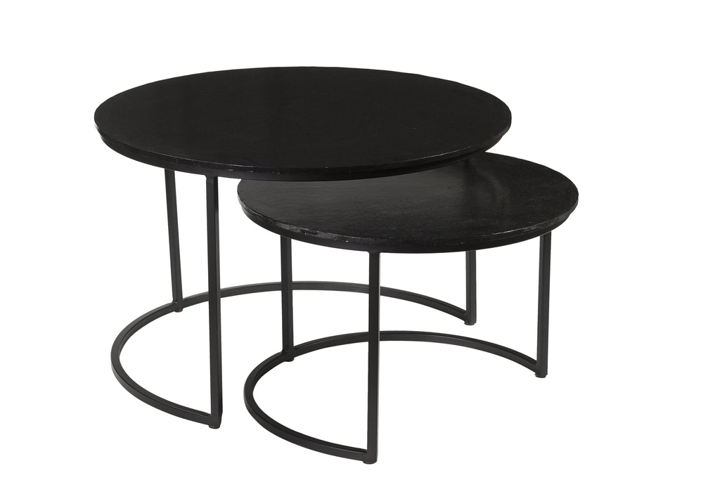 Livingfurn Cast Iron Jamie Bijzettafel Black Set van 2