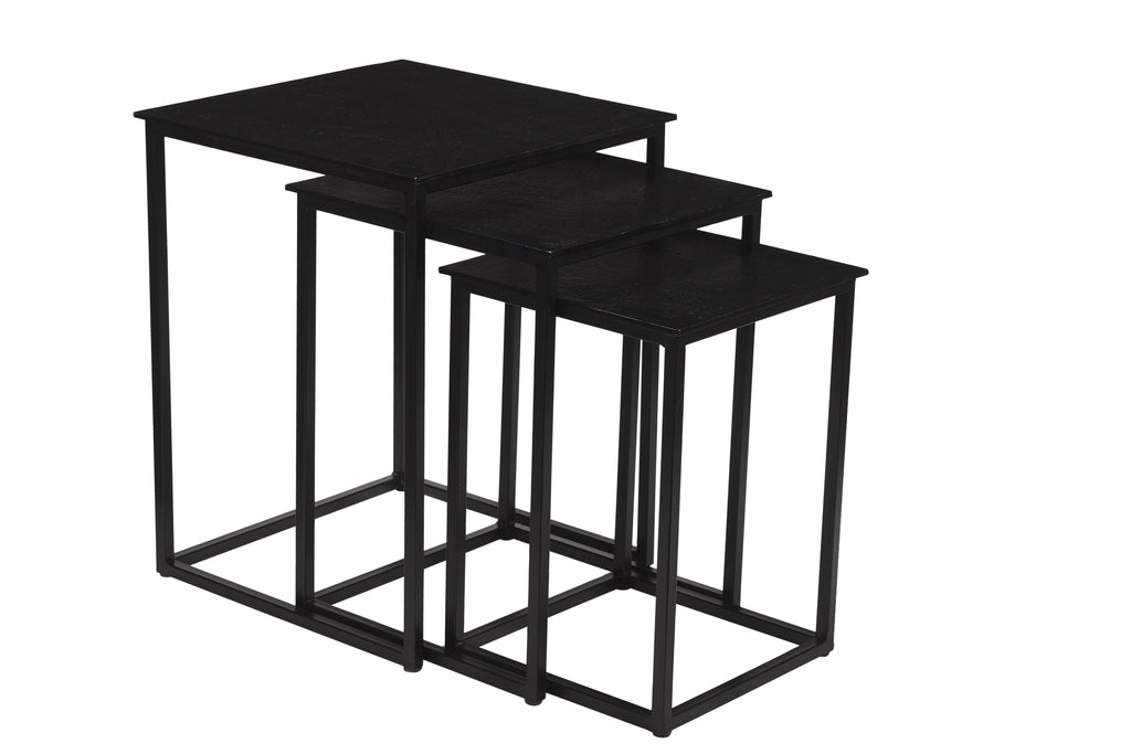 Livingfurn Cast Iron Noelle Bijzettafel Black Set van 3