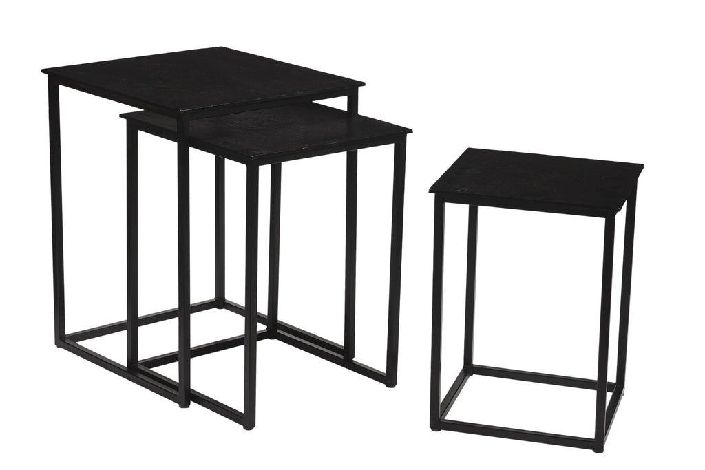 Livingfurn Cast Iron Noelle Bijzettafel Black Set van 3