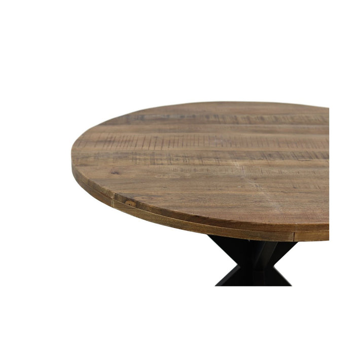 Ronde Eettafel Melbourne - ø80x76 - Naturel/Zwart - Mangohout/metaal