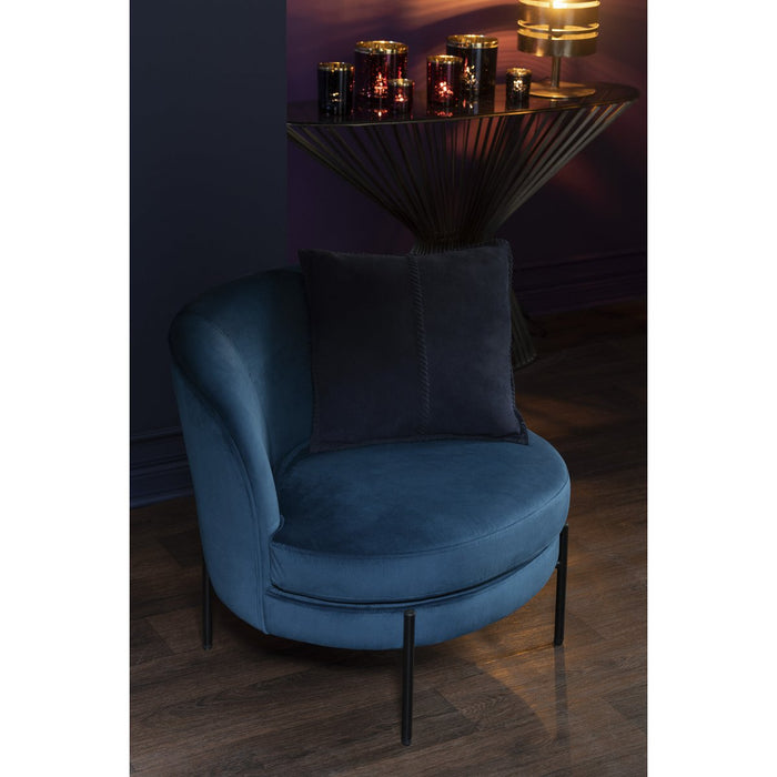 J-Line Loungestoel Rond Textiel Metaal Blauw