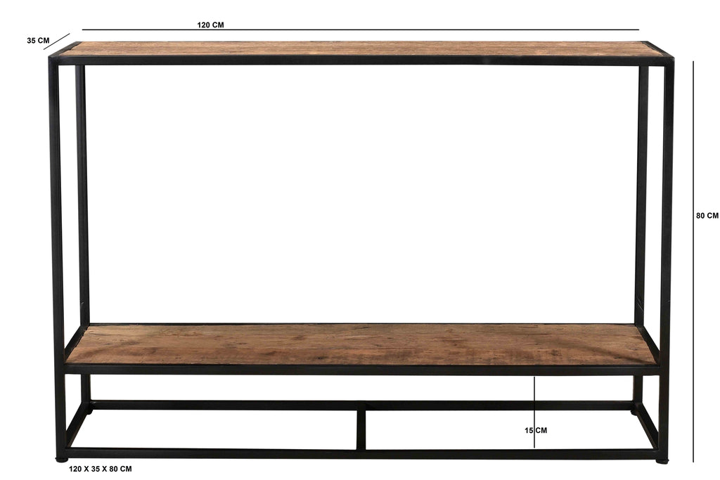 Livingfurn Dakota Wandtafel Riverwood Staal 120x35 cm