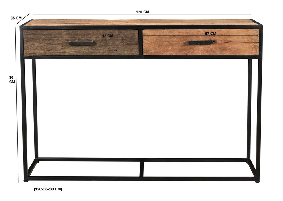 Livingfurn Dakota Dr Wandtafel Riverwood Staal 120x35 cm