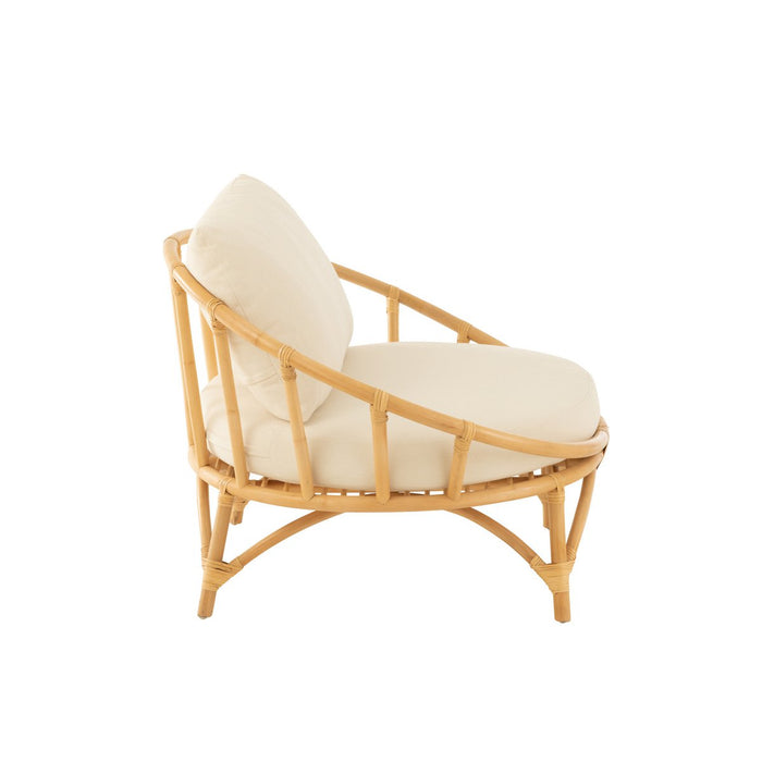 J-Line Fauteuil Jute Textiel Naturel Wit