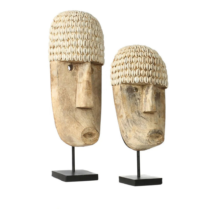 The Cowrie Mask on Stand - Medium - ThatLyfeStyle