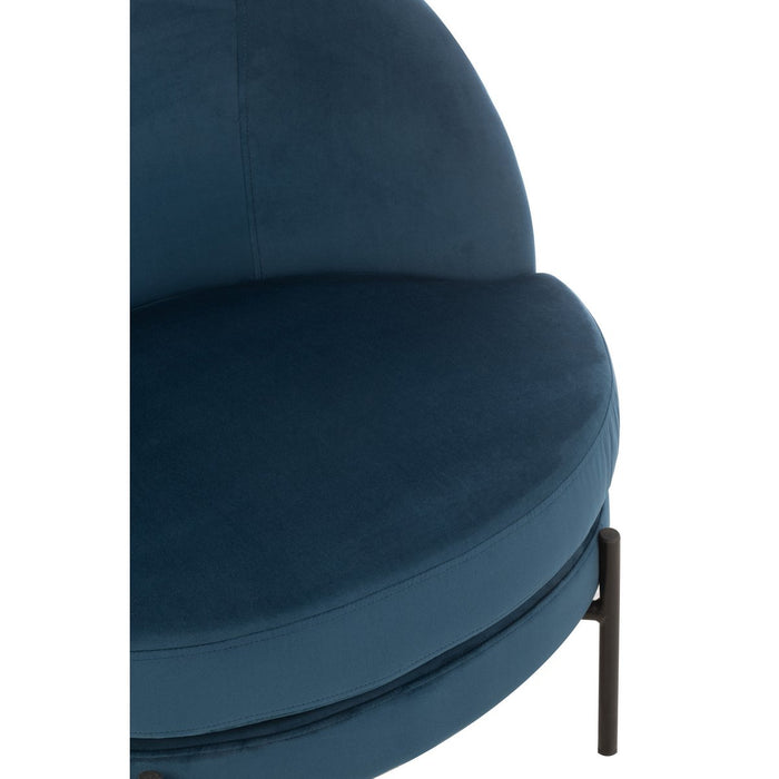 J-Line Loungestoel Rond Textiel Metaal Blauw