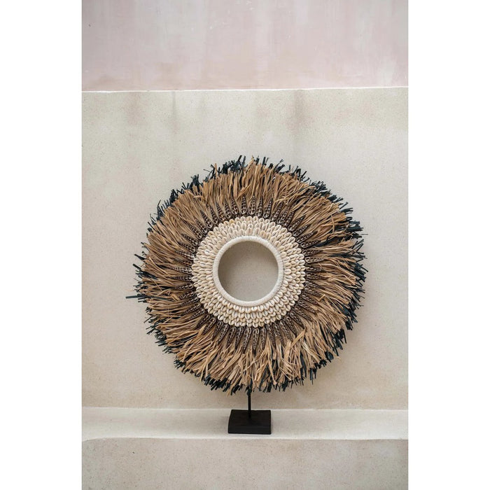 The Mojo Raffia Op Stand - Naturel Zwart - L - ThatLyfeStyle