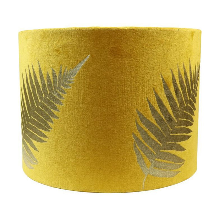 Round Lamp shade with print - 32x32x24 - MustardYellow/Gold - Velvet