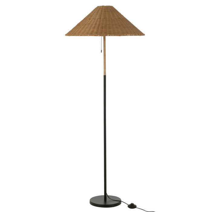 J-Line staande lamp - metaal/rotan - zwart/naturel