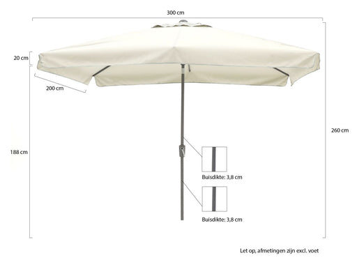 Shadowline Aruba parasol 300x200cm Grijs-124453
