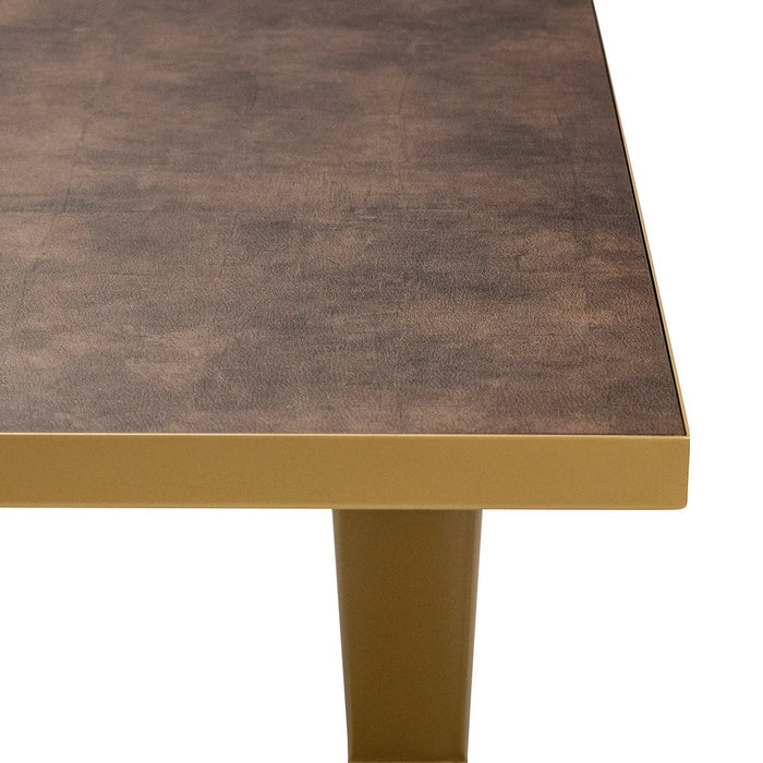 Stalux Eettafel 'Roos' 240 x 100cm, kleur goud / lederlook bruin