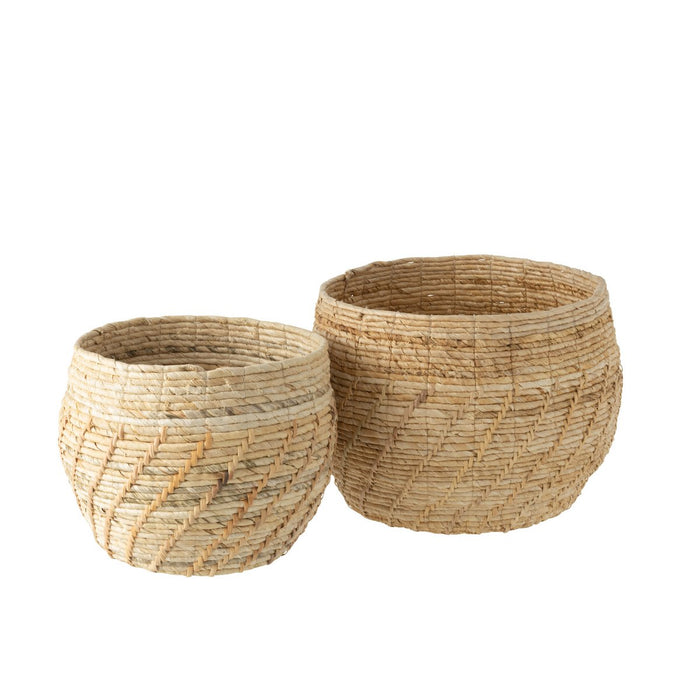 J-Line Set Van Twee Manden Raffael Rond Raffia Naturel