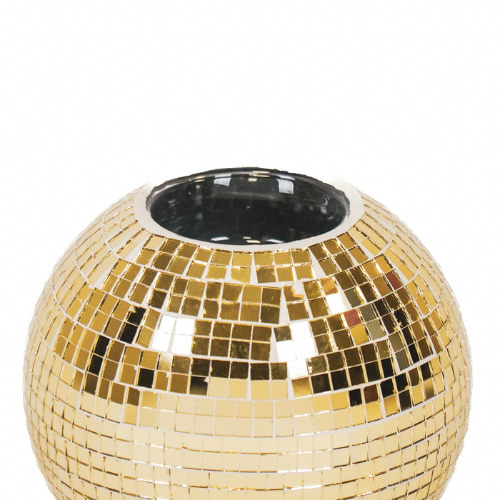 Kaarshouder - Theelichtje - Disco - Glas - Goud - 12x10cm