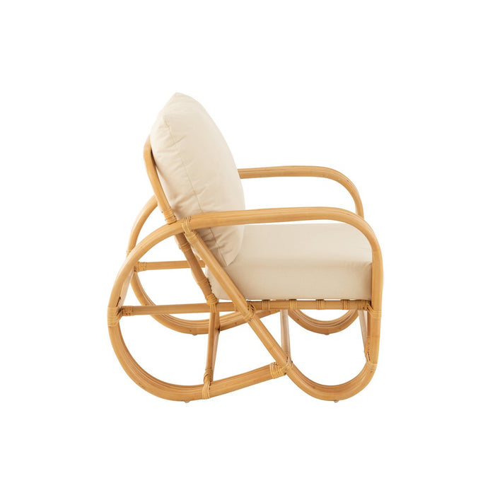 J-Line Fauteuil Jute Textiel Naturel Wit - ThatLyfeStyle