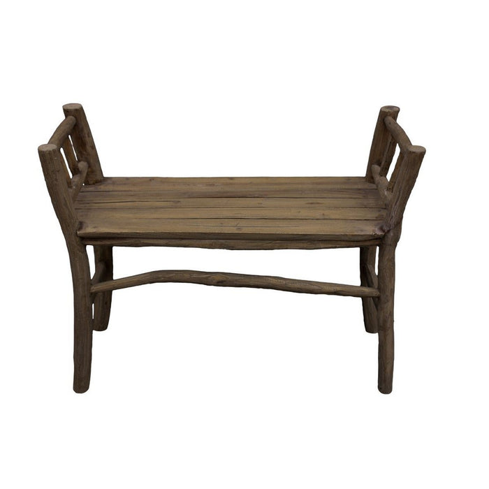 HSM Collection-Rechthoekige Bank Rustiek-80x30x64-Bruin-Teak