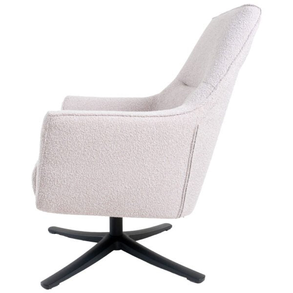 Home67 Fauteuil Ties Bouclé Metaal Wit Zwart - ThatLyfeStyle