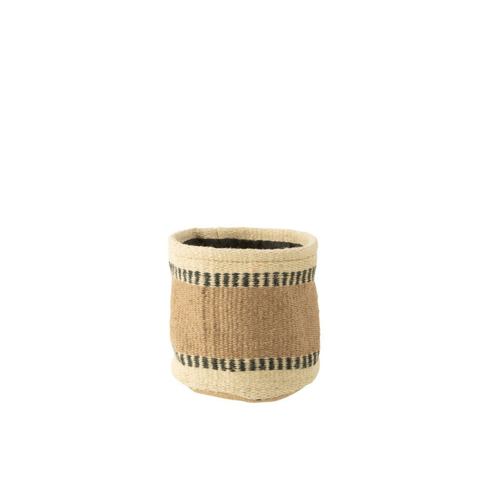 J-Line mand Rond + Band - jute - naturel/beige - medium - 2 stuks