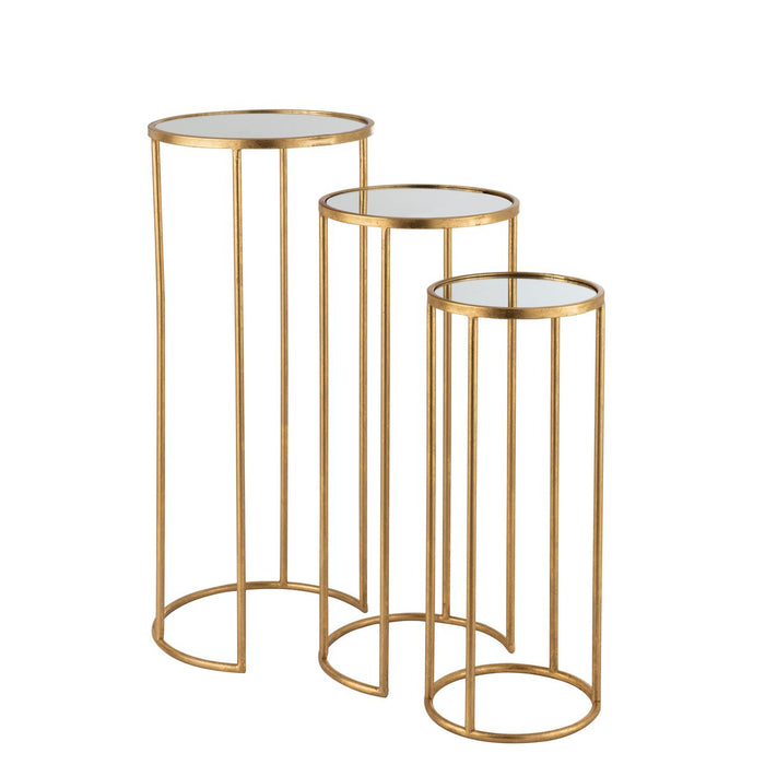 J-Line bijzettafel Leo Spiegel - ijzer - goud - set van 3 - ThatLyfeStyle