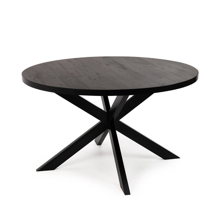 Stalux Ronde eettafel 'Daan' 120cm, kleur zwart / zwart eiken