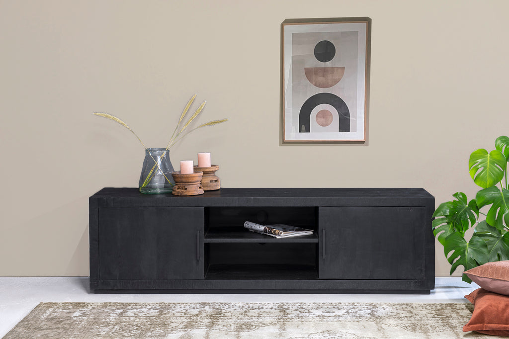 Livingfurn Jaxx Black TV Meubel Mangohout 180x53 cm