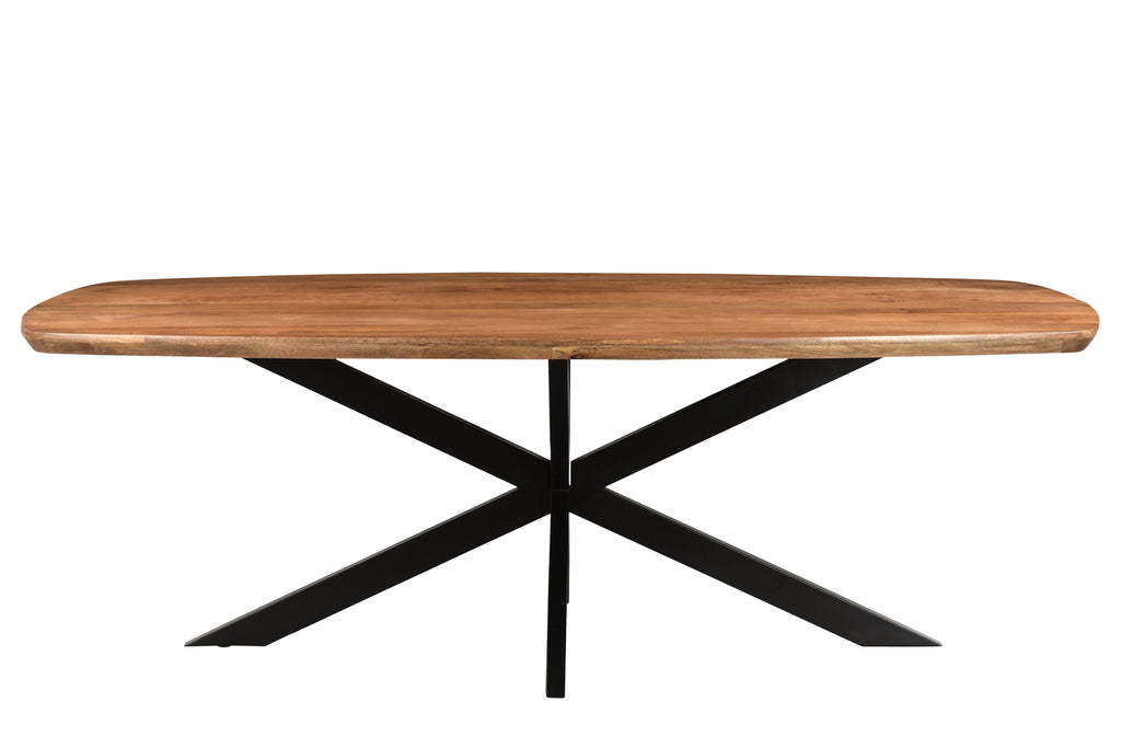 Livingfurn Jesper Danish Ovale Eettafel Mangohout Staal Naturel 230x105  cm