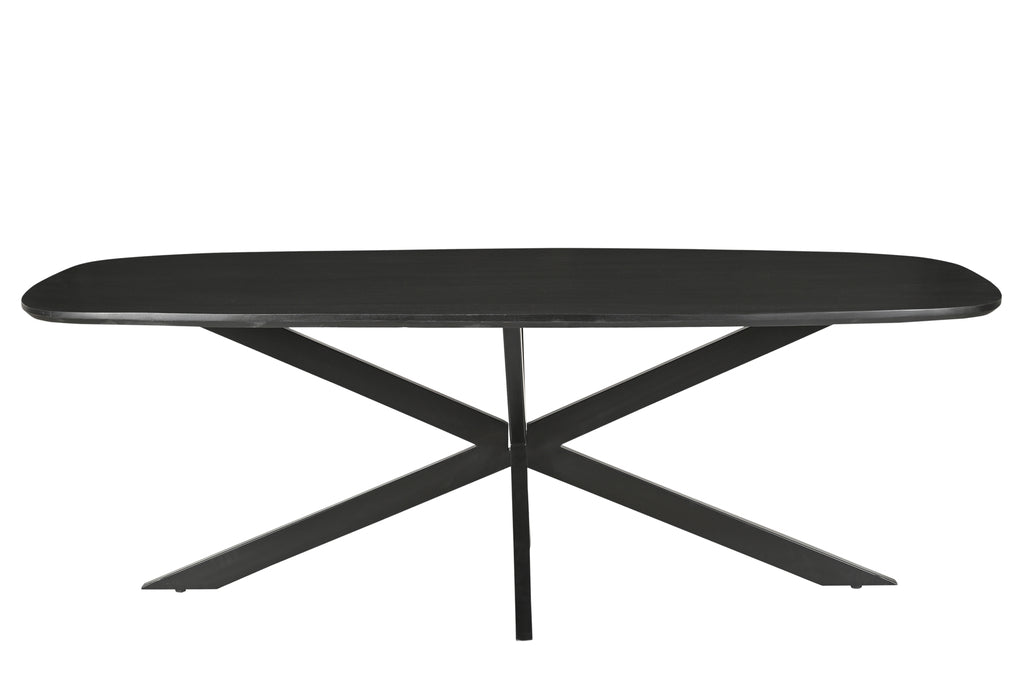 Livingfurn Jesper Danish Ovale Eettafel Zwart Mangohout Staal 180x90 cm