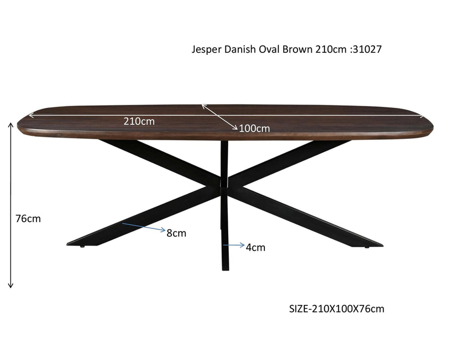 Livingfurn Jesper Danish Ovale Eettafel Mangohout Bruin 210x100 cm