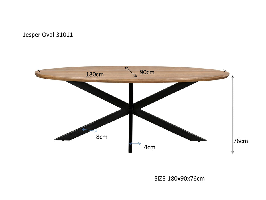 Livingfurn Jesper Oval Eetkamertafel 180x90 cm