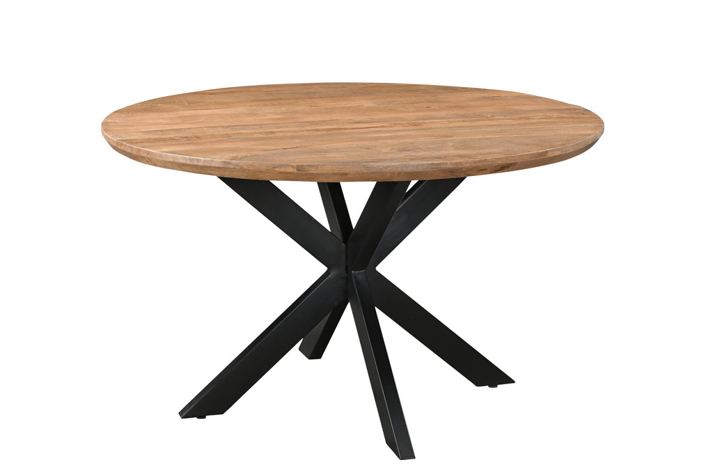 Jesper Ronde Eettafel Mangohout Staal 130 cm