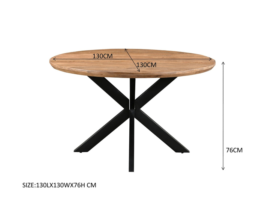 Jesper Ronde Eettafel Mangohout Staal 130 cm