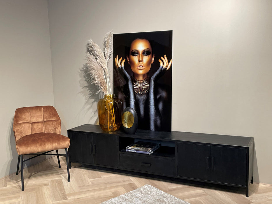 Livingfurn Kala TV Meubel Zwart Mangohout 220x50 cm