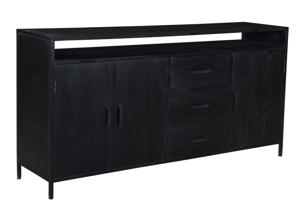 Livingfurn Kala Open Dressoir Zwart Mangohout 180x85 cm