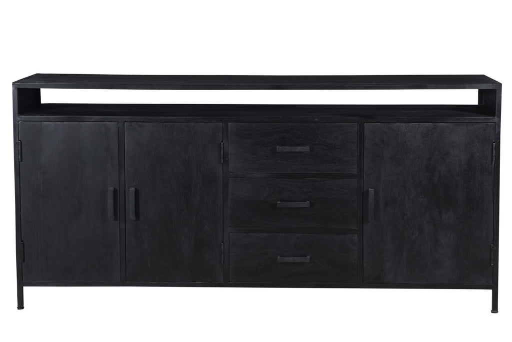 Livingfurn Kala Open Dressoir Zwart Mangohout 180x85 cm