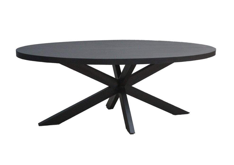 Livingfurn Kala Spider Oval Eettafel Zwart Mangohout 180x90cm