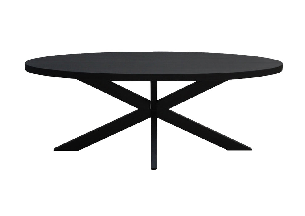 Livingfurn Kala Spider Oval Eettafel Zwart Mangohout 180x90cm