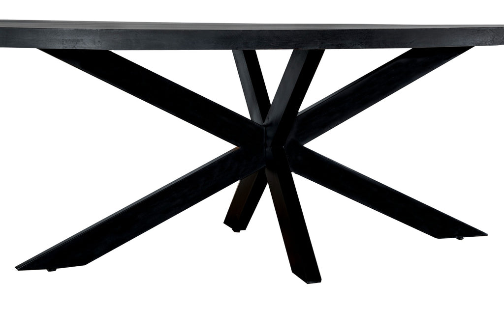 Livingfurn Kala Spider Oval Eettafel Zwart Mangohout 180x90cm