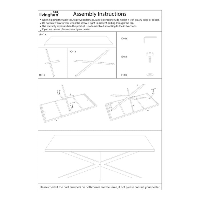 Livingfurn Kala Spider Eettafel Zwart Staal 200x100 cm