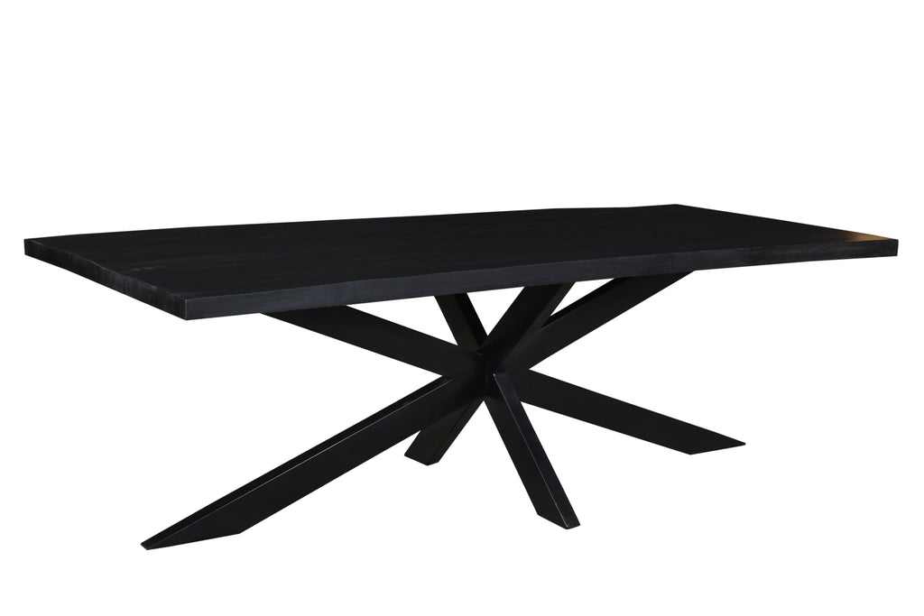 Livingfurn Kala Spider Eettafel Zwart Mangohout Staal 240x100 cm