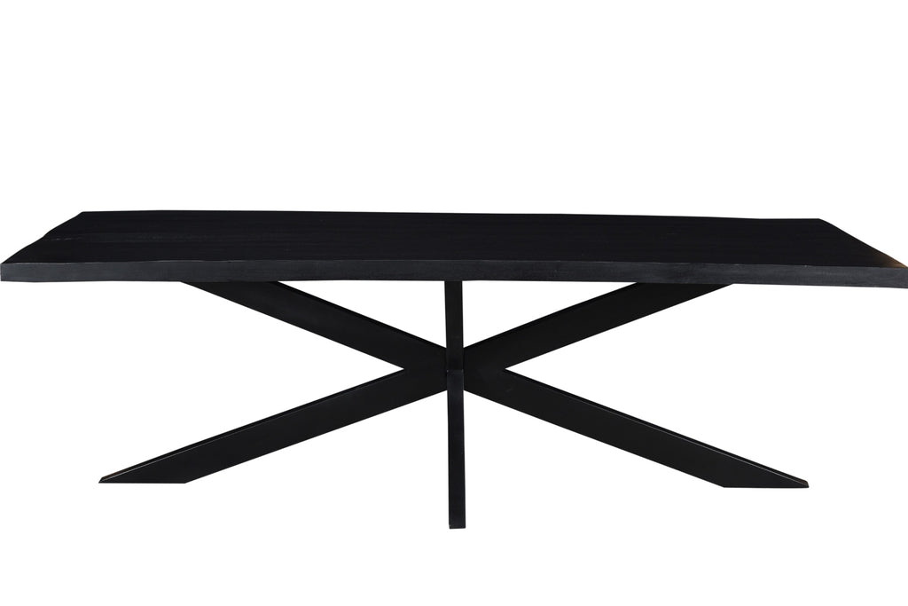 Livingfurn Kala Spider Eettafel Zwart Mangohout Staal 240x100 cm