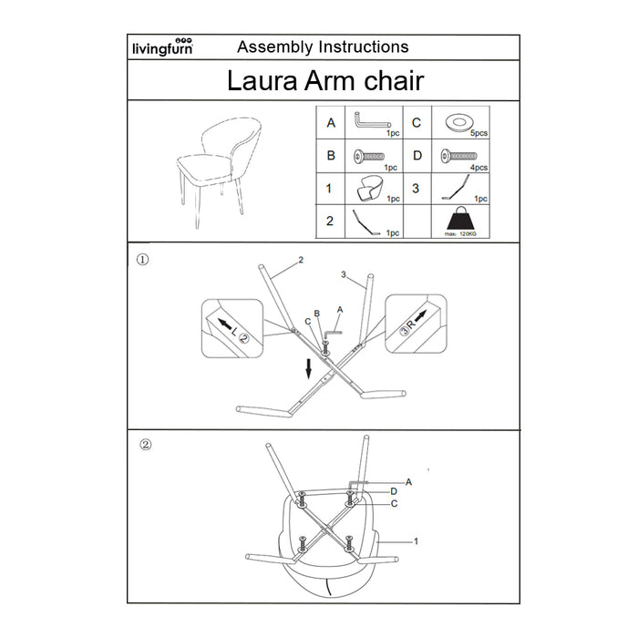 Livingfurn Laura Boucle Eetkamerstoel Antraciet