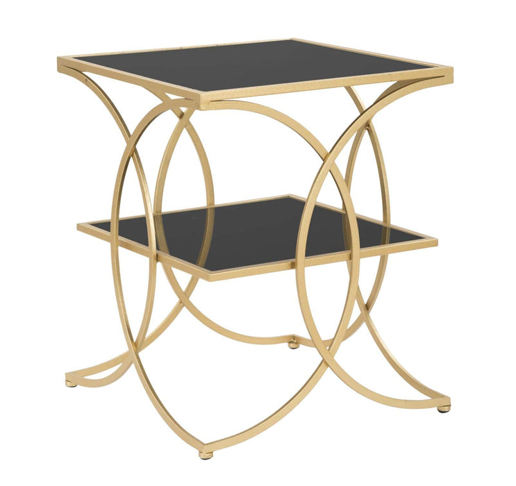 Glamour Spot Tafel Vierkant Zwart Goud Glas