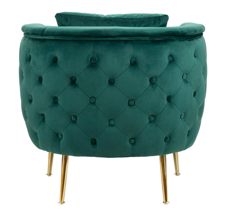 Fauteuil Bucarest groen velvet gouden poten