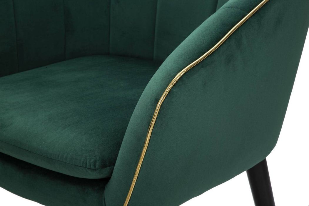 Fauteuil Paris Stof Groen Gouden afwerking