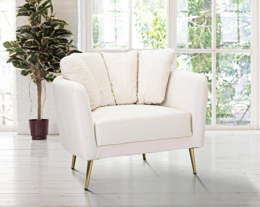 Kiev Cream Fauteuil Beige Stof Gouden Poten