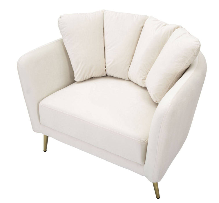 Kiev Cream Fauteuil Beige Stof Gouden Poten